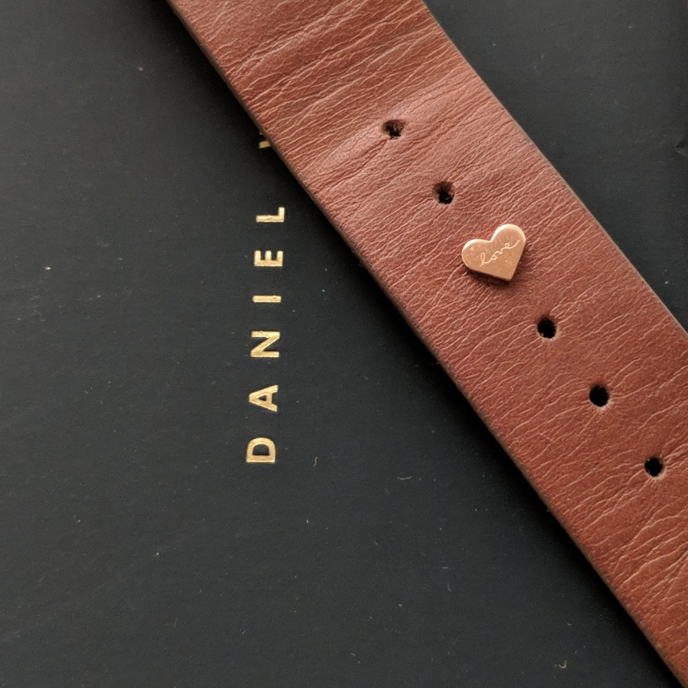 "Love" engraved watch pin